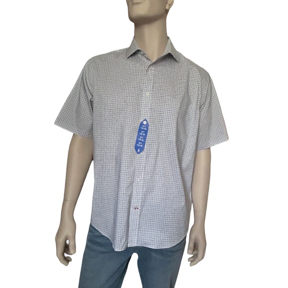 Tommy Hilfiger Shirt Button Up Short Sleeve Cotton Blend Window Pane Versatile - Picture 5 of 14